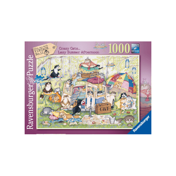 1000pc Ravensburger Crazy Cats The Good Life Adults Jigsaw Puzzle 