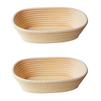 2PK Brunswick Bakers Oval Rattan 23cm Bread Banneton Basket