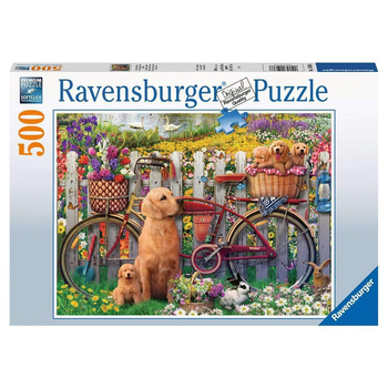 500pc Ravensburger Cute Dogs In The Garden Jigsaw Puzzle Set Adults