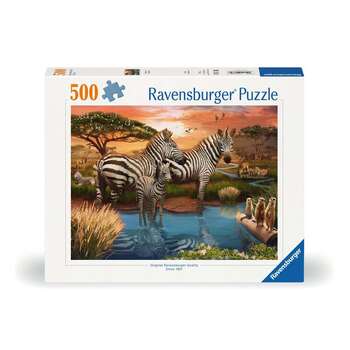 500pc Ravensburger Zebras At Waterhole Family Jigsaw Puzzle 49x36cm