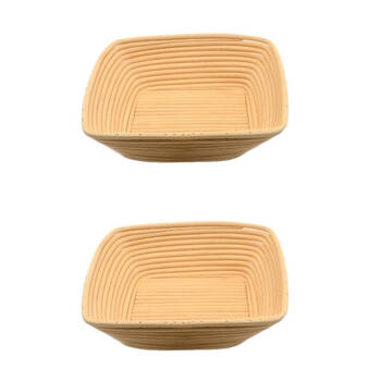 2PK Brunswick Bakers Square Rattan 25cm Bread Banneton Basket