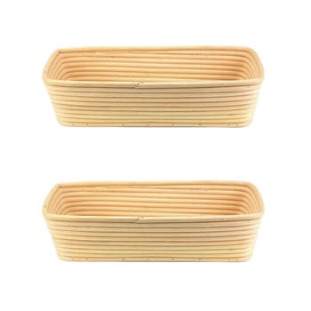 2PK Brunswick Bakers Rectangle Rattan 26cm Bread Banneton Basket