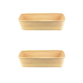 2PK Brunswick Bakers Rectangle Rattan 30cm Bread Banneton Basket