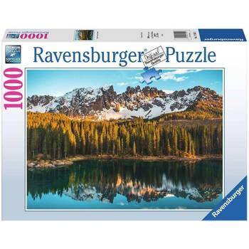 1000pc Ravensburger Lake Carezza Puzzle Wooden Premium Scenery Jigsaw