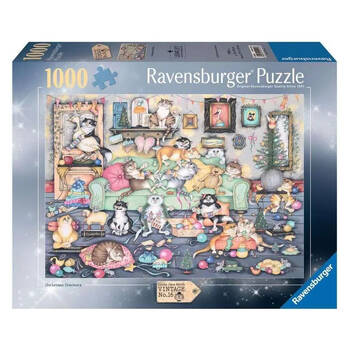 1000pc Ravensburger Crazy Cats Christmas Crackers Puzzle Wooden Jigsaw