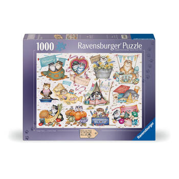1000pc Ravensburger Crazy Cats Cat's Calendar Jigsaw Puzzle 70x50cm 14y+