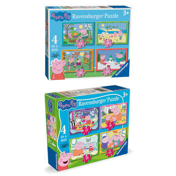 2pc Ravensburger Peppa Pig 4-In-1 Box Jigsaw Puzzle Combo Kids Toy Set 3y+