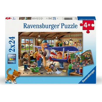 2x24pc Ravensburger Planes & Trains Wooden Kids Toy Jigsaw Puzzle 3y+