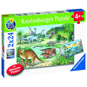 2x24pc Ravensburger Dinosaurs of Land and Sea Jigsaw Puzzle 4+