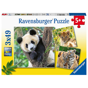 3x49pc Ravensburger Panda Lion and Tiger Jigsaw Kids/Childrens Puzzle 5Y+