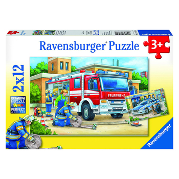 2x12pc Ravensburger Police And Firefighters Jigsaw Puzzle 26x18cm 3y+