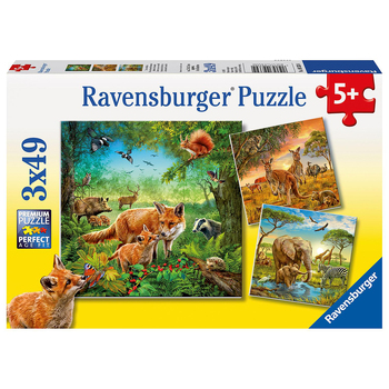 3x49pc Ravensburger Animals Of The Earth Jigsaw Puzzle 18x18cm 5y+