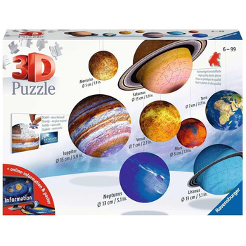 522pc Ravensburger Solar System 8 Planets 3D Jigsaw Childrens Puzzle 7Y+