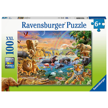 100pc Ravensburger Savannah Jungle Waterhole Jigsaw Puzzle 49x36cm 6y+