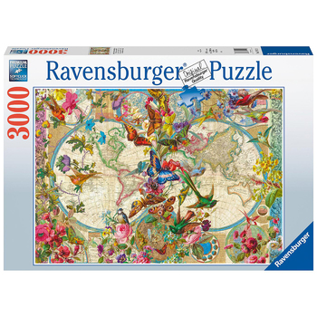 3000pc Ravensburger Flora & Fauna World Map Family Jigsaw Puzzle 