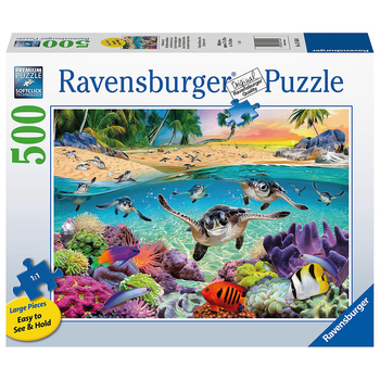 500pc Ravensburger Race Of The Baby Sea Turtles Family Jigsaw Puzzle 70x50cm