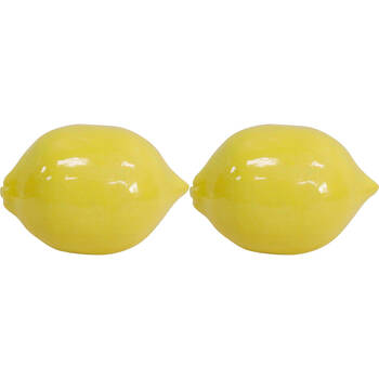 2PK LVD Ceramic Lemon Sculpture Home Decor Large 13cm Yellow