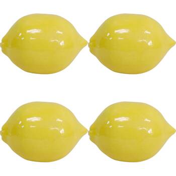 4PK LVD Ceramic Lemon Sculpture Home Decor Large 13cm Yellow