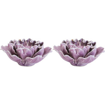 2PK LVD Ceramic Tealight Candle Holder Display 14.5cm - Mauve