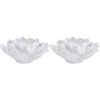 2PK LVD Ceramic Tealight Candle Holder Display 14.5cm - White