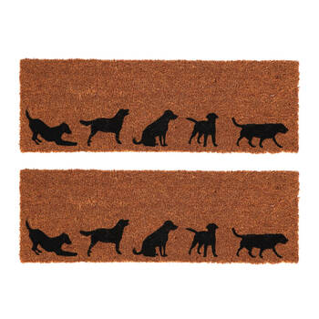 2PK Esschert Design Door Mat Dogs Indoor Outdoor Decor 76.5cm Brown