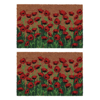 2PK Esschert Design Door Mat Poppies Indoor Outdoor Decor 60cm