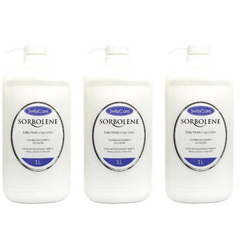 3PK SwissCare Sorbolene Daily Moisturising & Hydrating Lotion For Dry Skin 1L