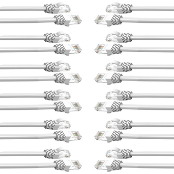 12PK Cruxtec 0.3m CAT6 Network Cable - White