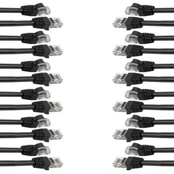 12PK Cruxtec 1m CAT6 Network Cable - Black