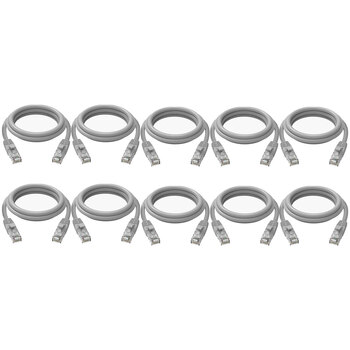 10PK Cruxtec CAT6 10GbE Home/Office Ethernet Cable 1m - Grey