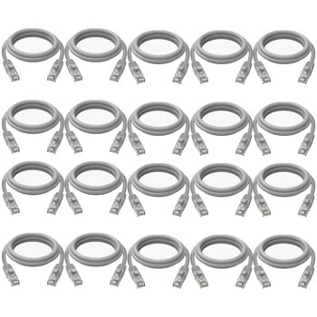 20PK Cruxtec CAT6 10GbE Home/Office Ethernet Cable 1m - Grey