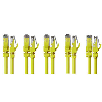 5PK Cruxtec Cat6 Ethernet Cable Yellow 3m