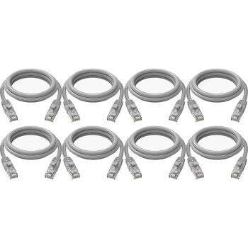 8PK Cruxtec CAT6 10GbE Home/Office Ethernet Cable 5m - Grey
