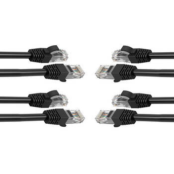 4PK Cruxtec 10m CAT6 Network Cable - Black