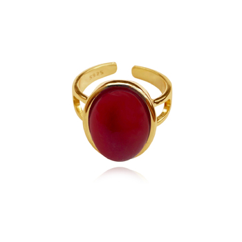 Culturesse Blaze Carnelian Quartz 2cm Open Ring - Gold/Ruby Red