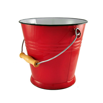 Urban Style Enamelware 5L Ice Bucket w/ Wire Handle - Red