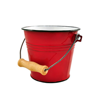 Urban Style Enamelware 1L Ice Bucket w/ Wire Handle - Red