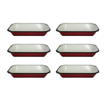 6x Urban Style Enamelware 14cm Pickle Tray w/ Black Rim - Red