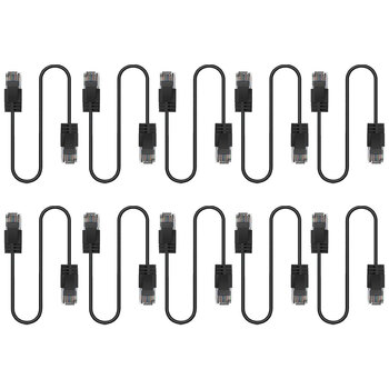 10PK Cruxtec Ultra-Thin CAT6A U/UTP Ethernet Cable 0.3m - Black