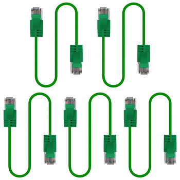 5PK Cruxtec Ultra-Thin CAT6A U/UTP Ethernet Cable 0.3m - Green