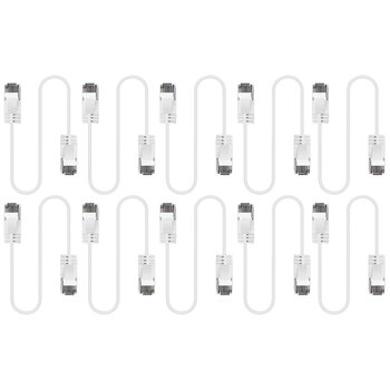 10PK Cruxtec Ultra-Thin CAT6A U/UTP Ethernet Cable 0.5m - White