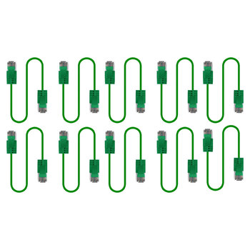 10PK Cruxtec Ultra-Thin CAT6A U/UTP Ethernet Cable 1m - Green