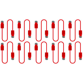 10PK Cruxtec Ultra-Thin CAT6A U/UTP Ethernet Cable 1m - Red