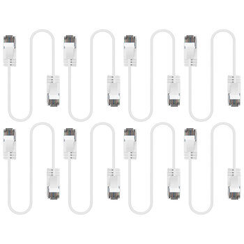 8PK Cruxtec Ultra-Thin CAT6A U/UTP Ethernet Cable 3m - White