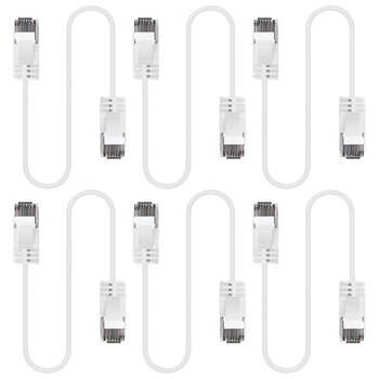 6PK Cruxtec Ultra-Thin CAT6A U/UTP Ethernet Cable 5m - White
