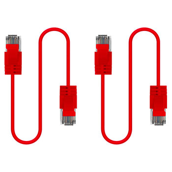 2PK Cruxtec Ultra-Thin CAT6A U/UTP Ethernet Cable 15m - Red