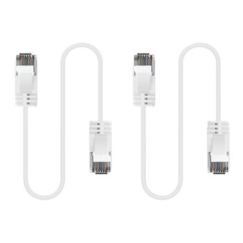 2PK Cruxtec Ultra-Thin CAT6A U/UTP Ethernet Cable 20m - White