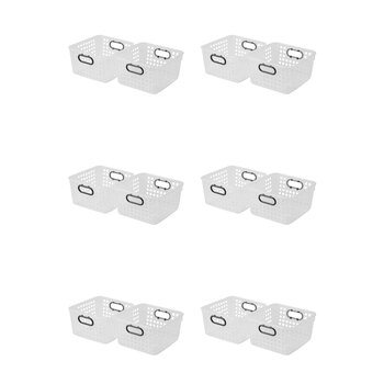 6PK Homeleisure Square Basket W/Handles Clear Laundry Cleaning 