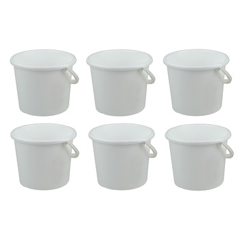 6PK Homeleisure Pail W/Handle 3L White Kitchen Cooking 