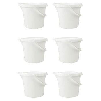 6PK Homeleisure Bucket W/Lip 11L White Kitchen Cooking 